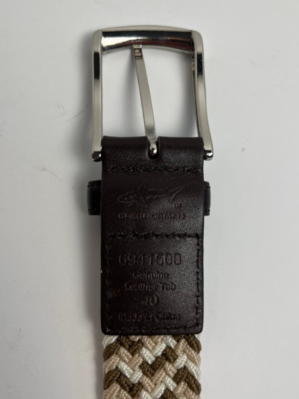 Greg Norman Performance Woven Braided Golf Belt Beige Size 40 - Picture 4 of 8
